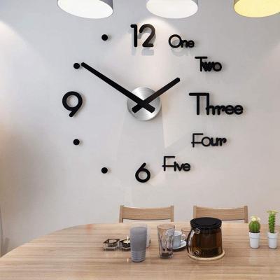 China Class Modern Diy Wall Clock 3d Wall Clock Sticker Punch Clock Simple Black for sale