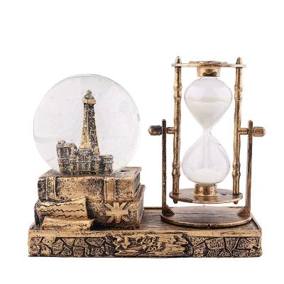 China New Type Artistic Hourglass Instant Turn Crystal Ball Retro Decoration Hourglass Home Office Timer for sale