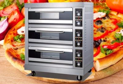 China Commercial Pizza 3 Deck 6 Trays Gas Pizza Oven With Stone Price for sale