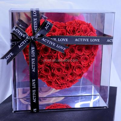 China Natural fresh rose with stem gift box natural fashion new arrival 2021 flowers surprise acrylic surprise gift box rose saint valentine gift for sale