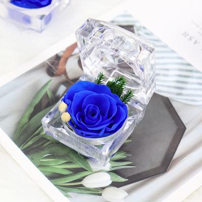 China Acrylic Gift Box Preserved Flower Fresh Eternal Rose Valentine's Day Gift for sale