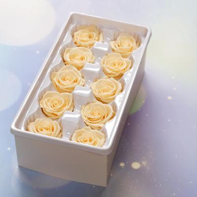 China Various parties send gifts to send mom girlfriends parents preserved rose acrylic flower box 4cm rose head eternal rose to make bridal bouquet for sale