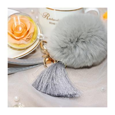 China Hot Sale Romantics Fur Ball Preserved Fresh Flower Flower Preserved Leather Key Chain for sale