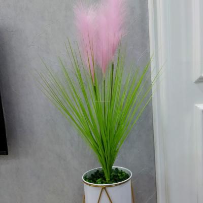 China Real romantic ribbon satin reed living room ornaments floor water plants decoration large flower simulation reed for sale