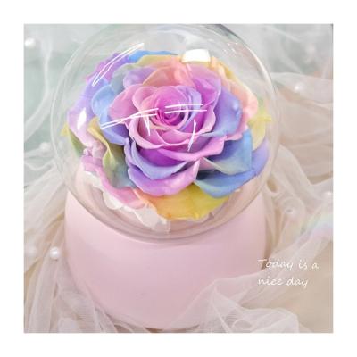 China Best of Decor Home Romantic Gift Music Box Natural Eternal Preserved Flower In Glass Rose Gift for sale