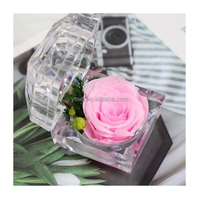 China Crystal Acrylic Love Gifts Box Gift for Valentine's Rose Preserved Flower Gift Box for sale