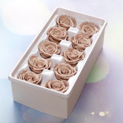 China Various parties send gifts to send parents mom friends A 2021 preserved grade B decorative flowers rose head artificial flowers white green roses eternal roses for wedding party gift for sale