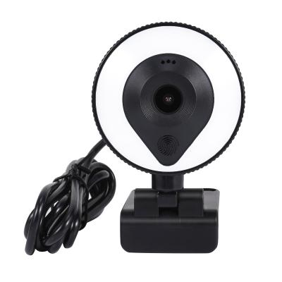 China PC Online Video Camera Ring Light Stream Sufficiency Adjustment Contact Conference Call Education USB Built-in Microphone 1080P HD 2K Webcam for sale