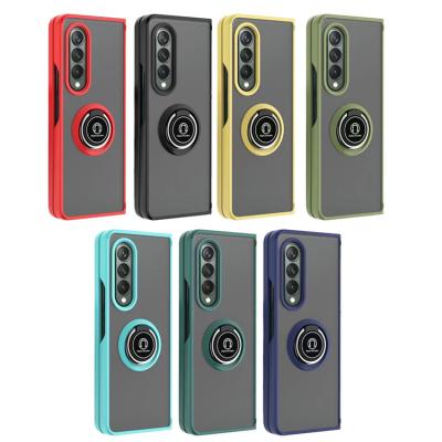 China Shockproof For Samsung Galaxy Z Fold 3 Case Sturdy Kickstand Ring Holder Case Compatible For Galaxy Z fold3 for sale