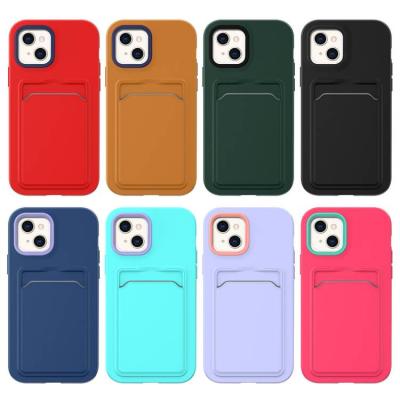 China Shockproof Silicone Phone Case For Apple Iphone 11 12 13 pro Max Mini 7 8 6S Plus Xr X Xs Max Se 5 Case Shockproof Cover With Card Holder for sale