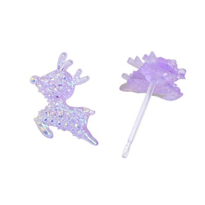 China Small Girl CLASSIC Earrings Niche Stud Earrings For Women Shinning Resin Ear Clips Small Deer Earrings for sale