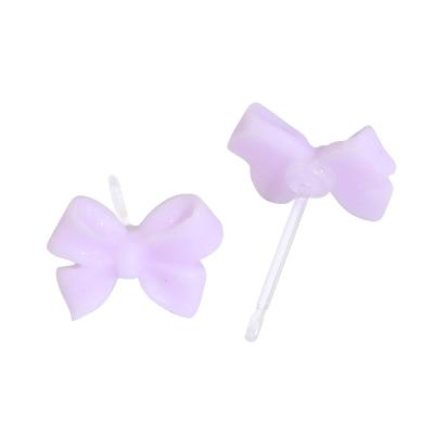 China Girl's Small CLASSIC Earrings Niche Stud Earrings For Women Resin Ear Cuts Matte Bow Earrings for sale