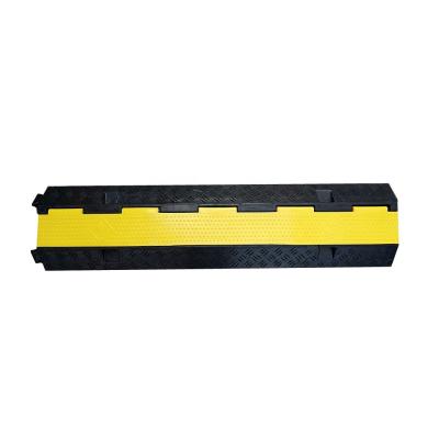 China Durable 1000X240X44Mm 2 Channel Wire Tie Down Traffic Speed ​​Ramp Tray Rubber Cable Guard Bridge Ramp Protector for sale