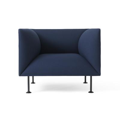 China 15 Years Experience High Quality Blue Classic Leisure Home Furniture Single Seater Sofa With Metal Legs for sale