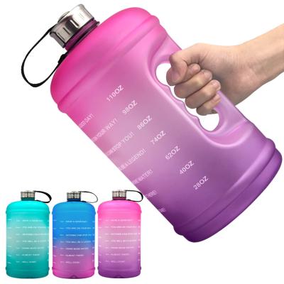 China CLASSIC Reusable Workout Gym Fitness Drink One Gallon 128 oz Water Bottle With Handle Time Marker for sale