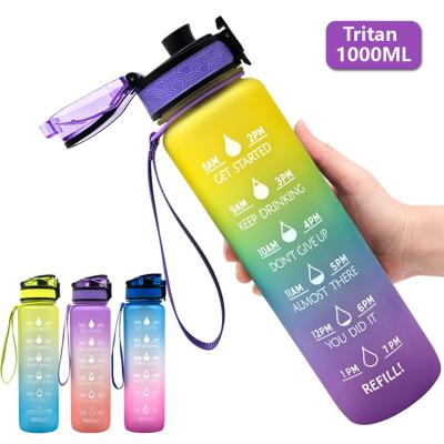 China Wholesale CLASSIC 1000ML tritan and pp water bottle with portable ribbon for sale