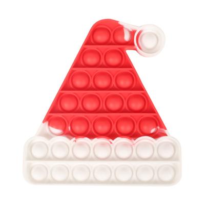 China New Design Silicone Christmas Worry Hat Push Bubble Sensory Toy for sale