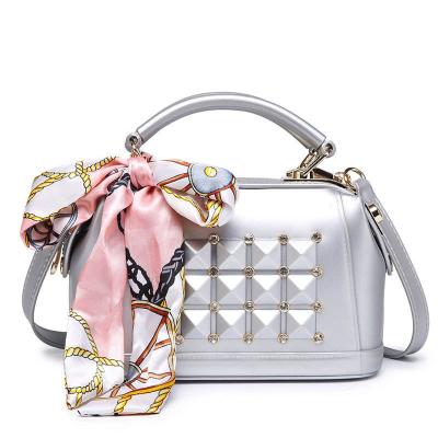 China Other RU Handbag Diamond Jelly Wrapped Rhombus PVC Handbag With Scarf Pillow Bag Border Women Bag for sale