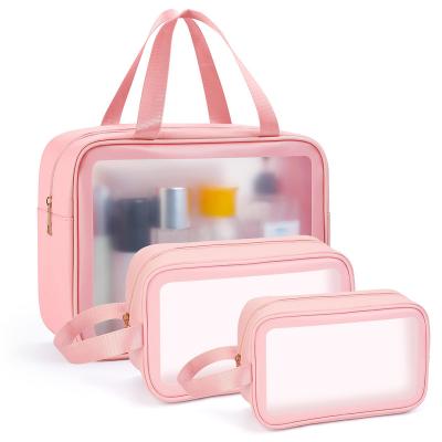 China RU Pvc Clear Travel Bag Durable Toiletry Bag Makeup Bags For Bathroom Clear Zipper Waterproof Plastic Bag for sale