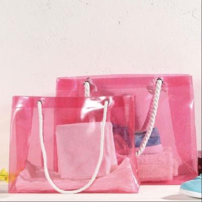 China Folding RU Pvc 2020 fashion style transparent pvc glitter jelly bag logo flat pink handbags handbags for sale