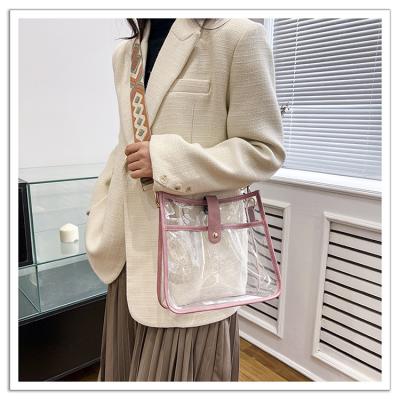 China Clear Soft Women Tote Jelly Luxury Transparent PVC Hand Bags RU Shoulder Keychains Bag Honorme Messenger Crossbody Fashion For Women for sale