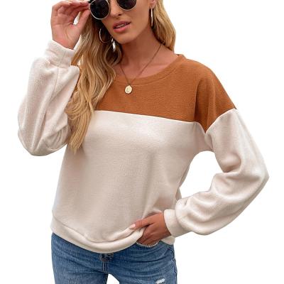 China New Arrivals Autumn Winter Casual Women Crew Neck Sweater Anti-wrinkle Contrast Long Sleeve Sweatshirt For Ladies for sale