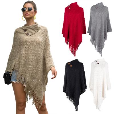 China Anti-wrinkle 2021 autumn and winter oversized sweater ladies open coat button half collar fringe sweater for sale