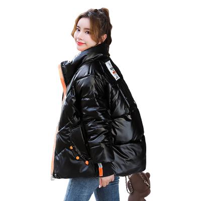 China 2021 new arrival clothing winter zipper wholesale bright cotton-padded hooded short coat breathable for sale