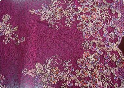 China Purple Home Textile Embroidered Fabrics High End Apparel Fabric for sale