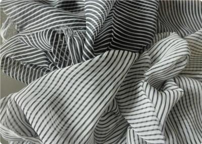 China Black And White Striped Polyester Fabric , Garment Curtain Elastic Polyester Fabric for sale