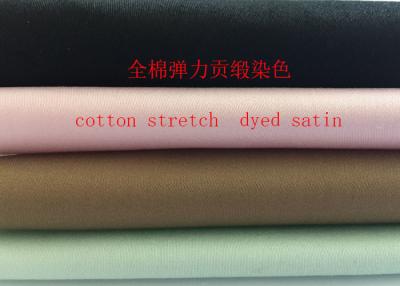 China 97% Cotton 3% Spandex Stretch Dyed Satin 200-230gsm 57 /58 Width for sale