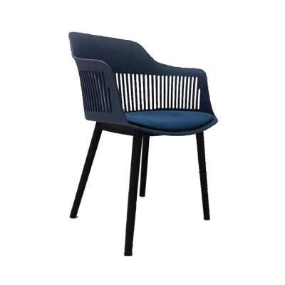 China Modern Hot Sale Plastic Chairs With Fabric Cushion Dining Restaurant Furniture Metal Legs PP Plastic Dining Chairs for sale