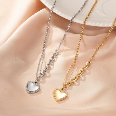 China Beautiful FASHIONABLE Heart Charm Stainless Steel Necklaces Bohemia Link Chain Charm Pendant Necklace for sale