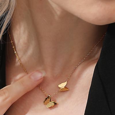 China FASHIONABLE Charm Custom Initial Choker Trendy Tasty Gold Plated Stainless Steel Butterfly Necklace Women for sale