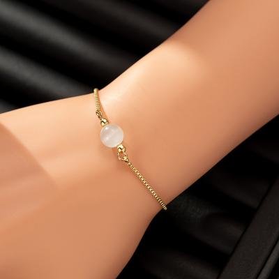 China Newest Pulsera Mujeres Trendy Trendy Natural White Opal Bracelet Adjustable bracelet with moissanite for sale