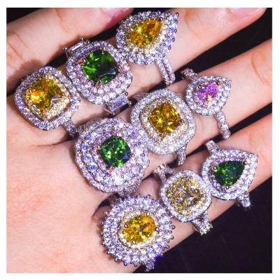 China Creative Round Diamond And Zircon Rings Full Of Fashionable Moissanite Engagement Rings Women's T Square Rings Jewelry for sale