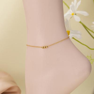 China FASHIONABLE Foot Jewelry Stainless Steel Pearl Anklets Gold Plating Stainless Steel Women Lucky Anklets for sale