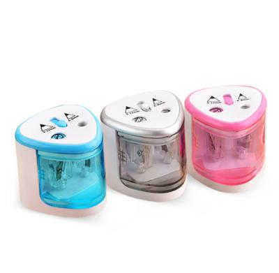 China Wholesale School Stationery Battery Operated Double Holes Kids Electric Pencil Sharpener Machine For School for sale