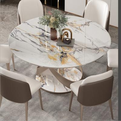 China New Design Modern Rock Marble 6 Chairs Dining Table And Modern Purple Round Chairs Set Wholesale Restaurant Furniture for sale