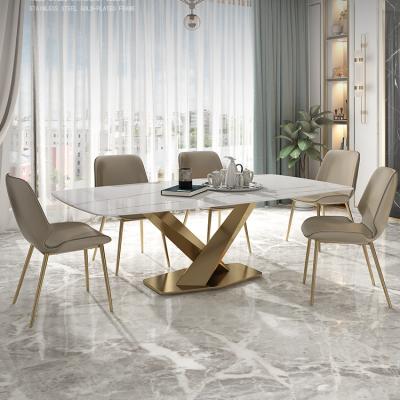 China 6 Seater Modern Luxury Italian Rectangular Dining Table Marble Dining Room Set for sale