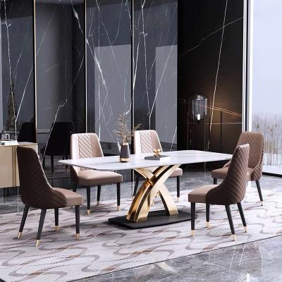 China 2020 extendable new design long rectangle dining table dining table and chair living room furniture for sale