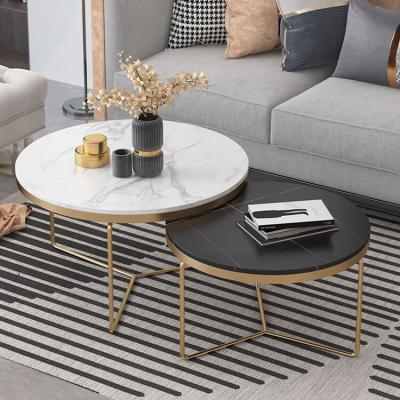 China Modern light luxury rock plate round marble side sofa living room sofa modern simple modern tea table for sale