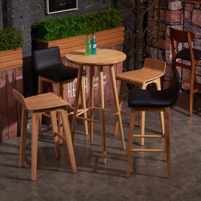 China Modern Post Modern Restaurant Oak Wooden Bar Stool Sneaks Cafe Height Bar Chairs for sale