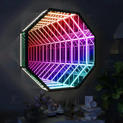 China Home Bar LED Neon Sign Mirror Background Wall Decorative Infinity LED Mirror Light for sale