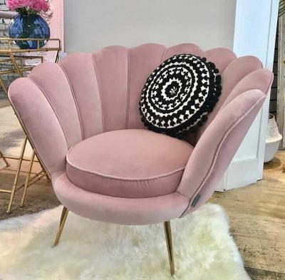 China Pink Turquoise Shell Shaped Sofa Chair Luxury Velvet Upholstery Velvet Foldable Modern Living Room Furniture for sale