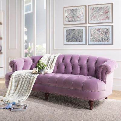 China Foldable Luxury Elegant Design Wooden Leg Living Room Velvet Couch Sofa Set Furniture for sale