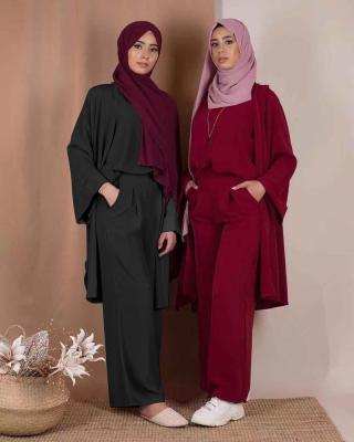 China Breathable Hot Sale Daily Wear 3 Pieces Set For Muslim Women With 4 Colors for sale