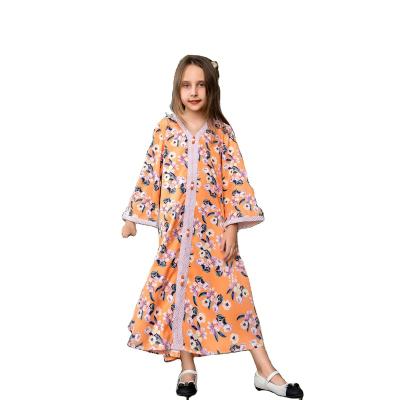 China Islamic Clothing Eid Ramadan Jalabiya Kids Girls Long Maxi Dress Dubai Abaya Turkey Children Kaftan Breathable Muslim Moroccan Dress Long Dress for sale