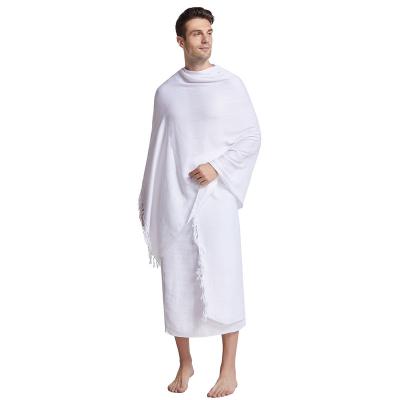 China Hajj Towel Adults Durable High Quality Solid Color Polyester Plain Dyed Eco-friendly Towel Ihram Quick Dry Eid For Rectangle Pilgrimage for sale