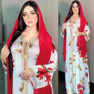 China Islamic Kaftan Printing Middle East Dubai Polyester Clothing Muslim Dress Abaya For Women for sale